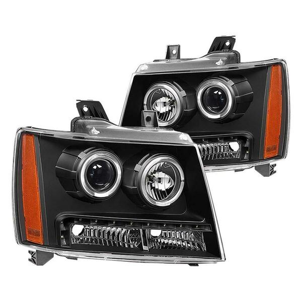 Whole-In-One Black Projector with LED Headlights for 2007-2014 Xtune Chevy Suburban 1500-2500 Halo - Black WH3846943